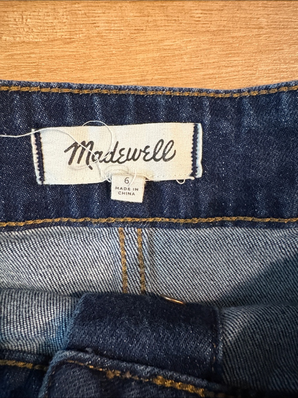 Madewell Dark Blue Button-Front Denim Mini Skirt - Picture 2 of 3